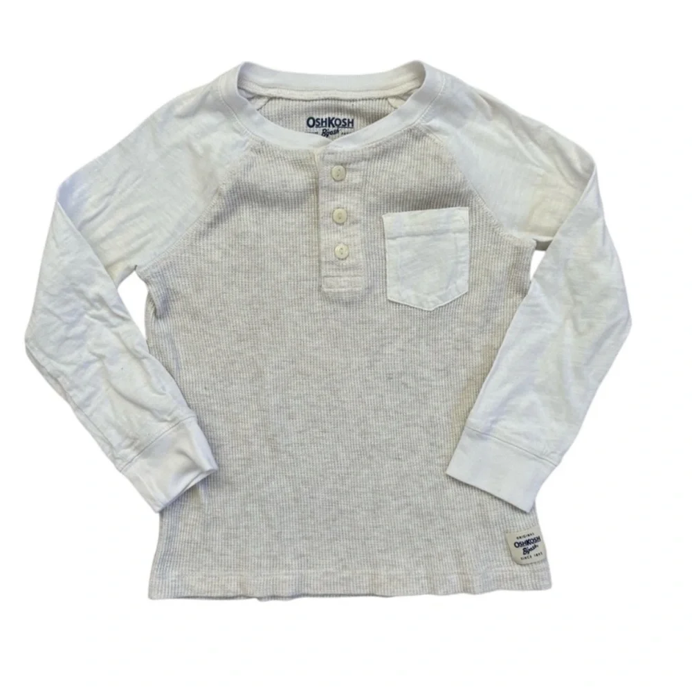 OshKosh B'gosh Cream Kids 5T Long Sleeve‎ Tee Shirt